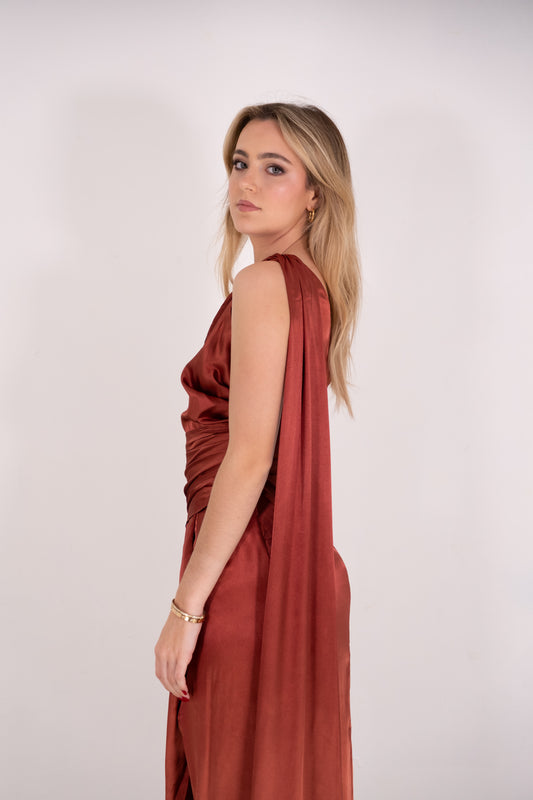 Rust Satin Dress