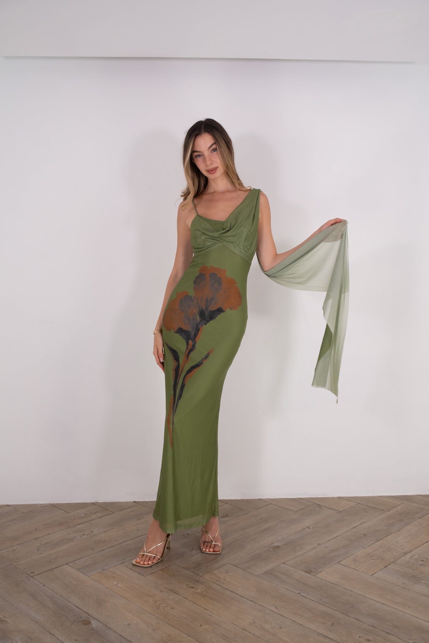 Green midi fall dress