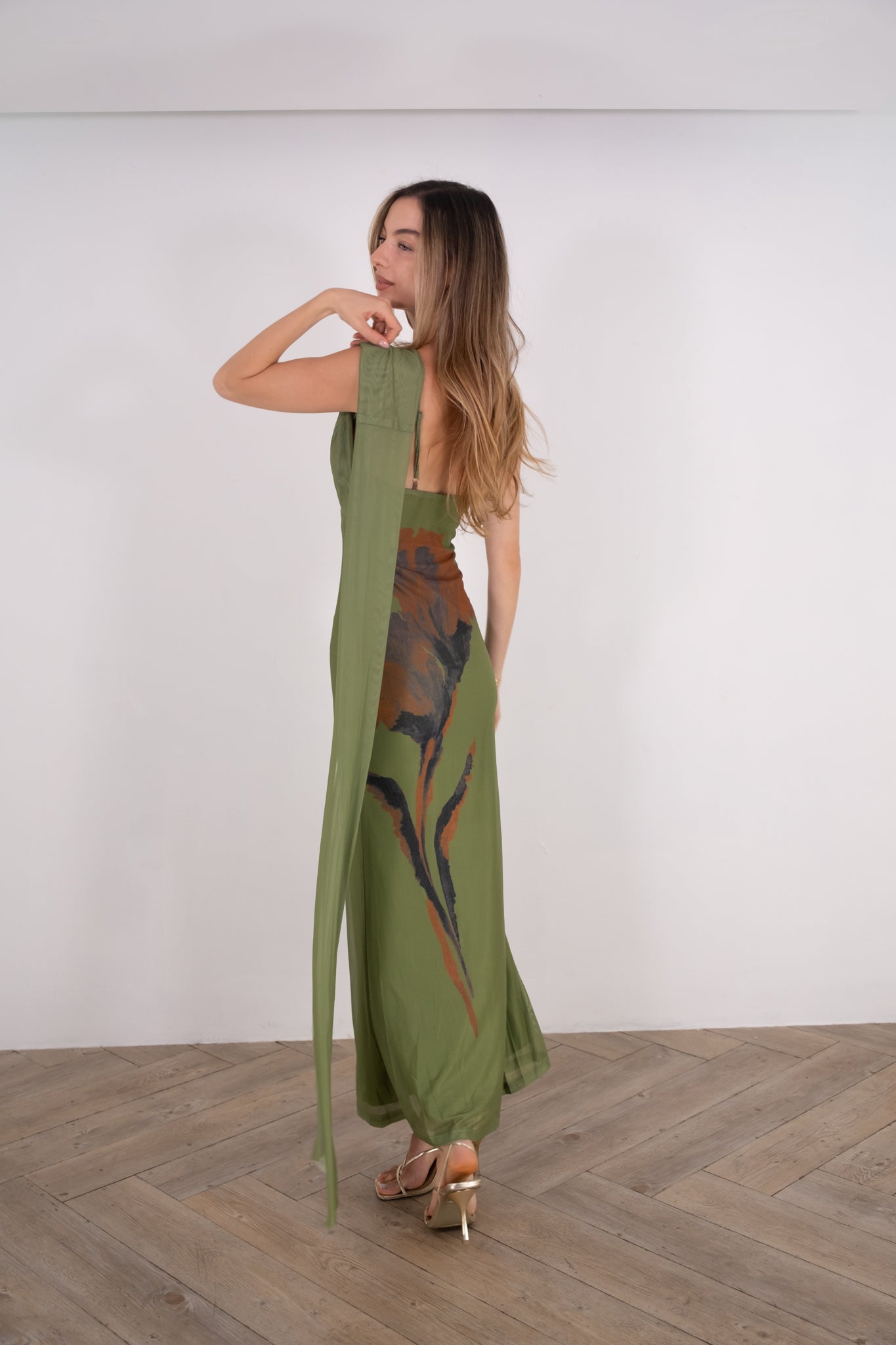 Green midi fall dress