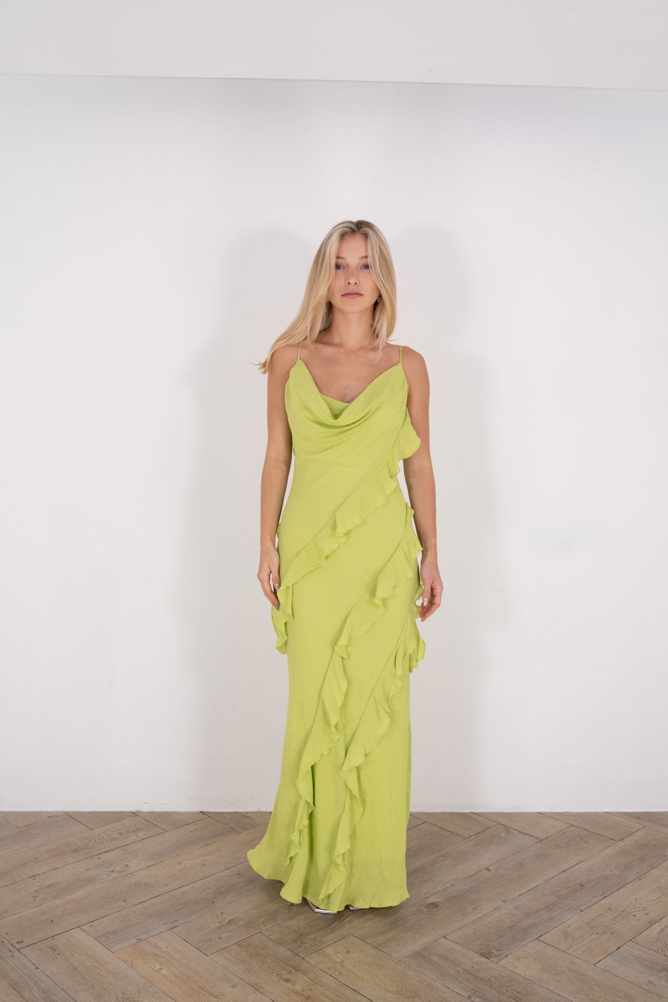 Lemon ruffled maxi dress