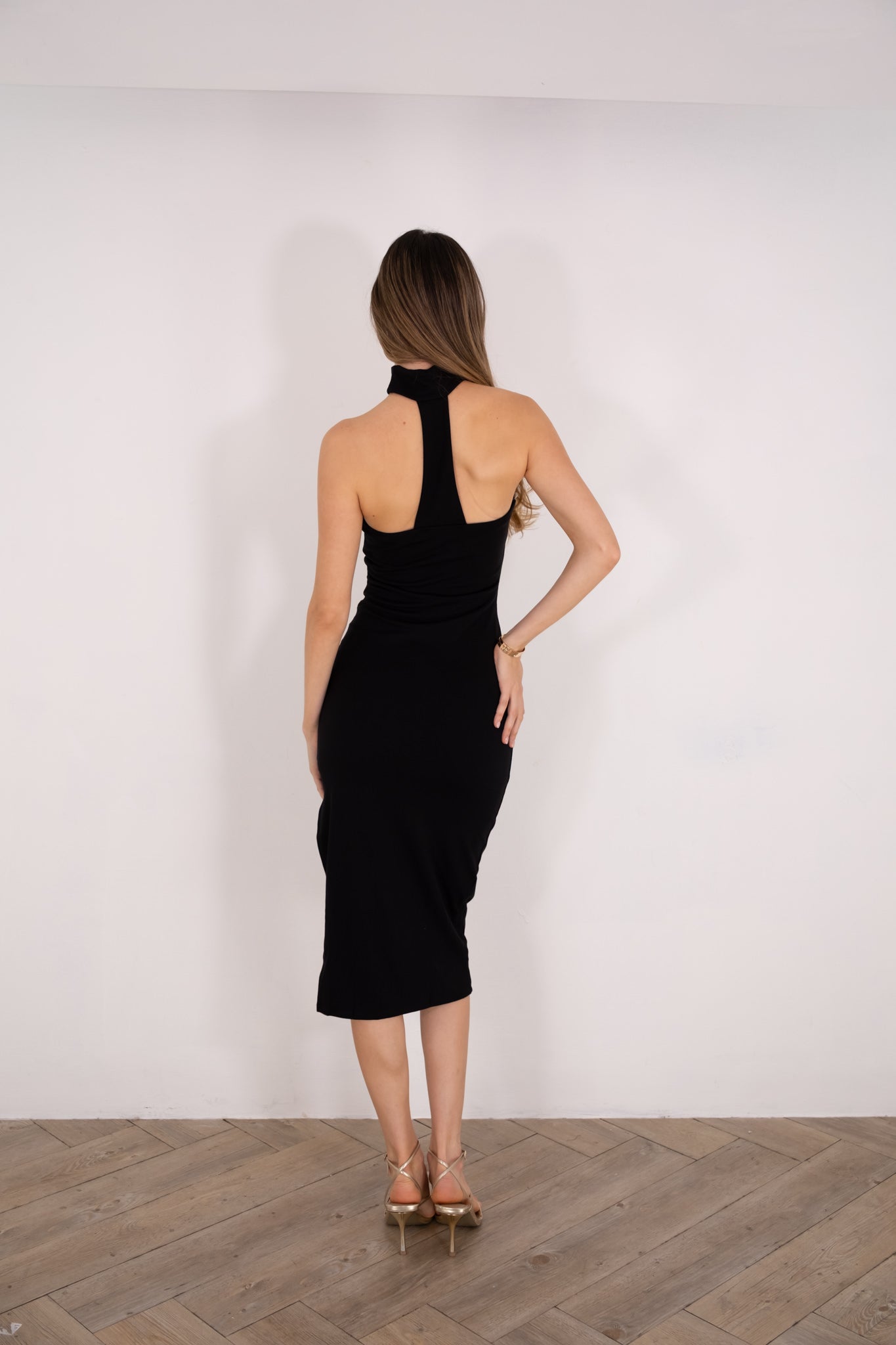 Black Midi Neck Dress