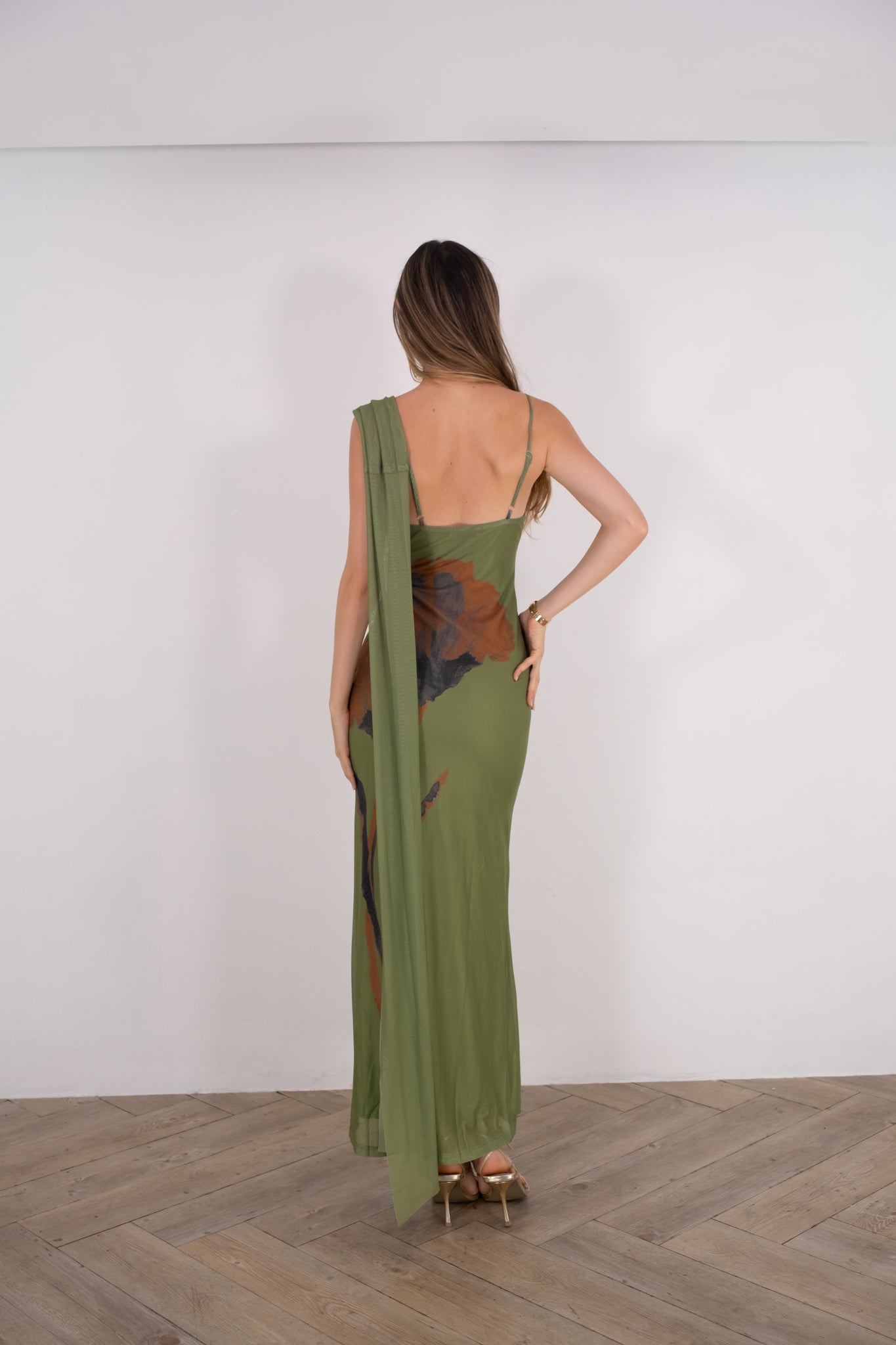 Green midi fall dress