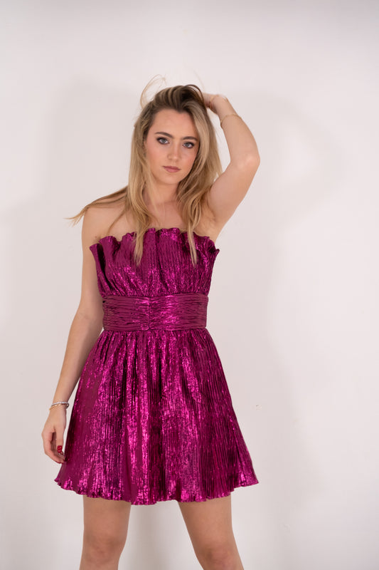 Metallic Pink Mini Dress