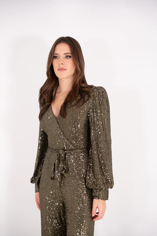 Olive Sequin Jumpsuit