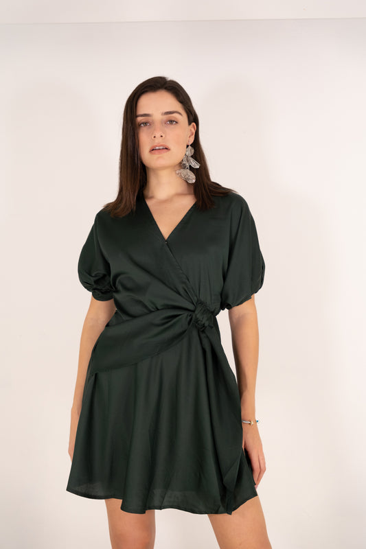 Hunter Green Satin Mini Dress