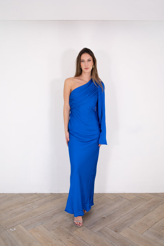 Royal Blue One Sleeve Maxi Dress