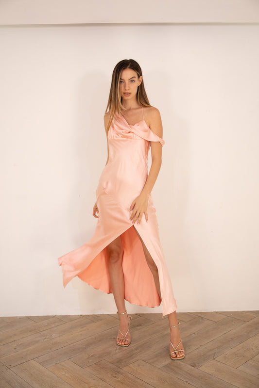 Shimmer pink midi dress