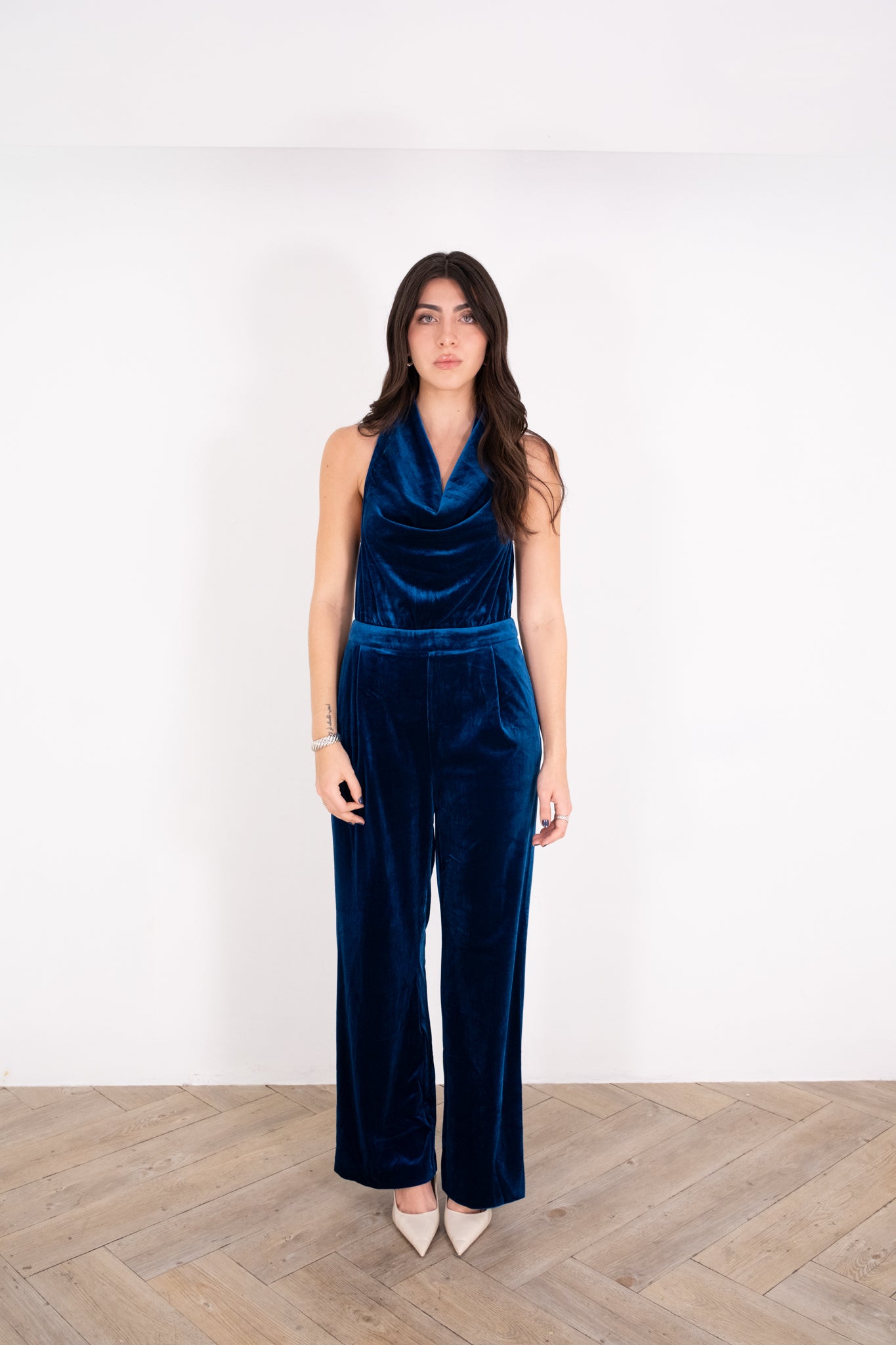 Teal Velvet Jumpsuit