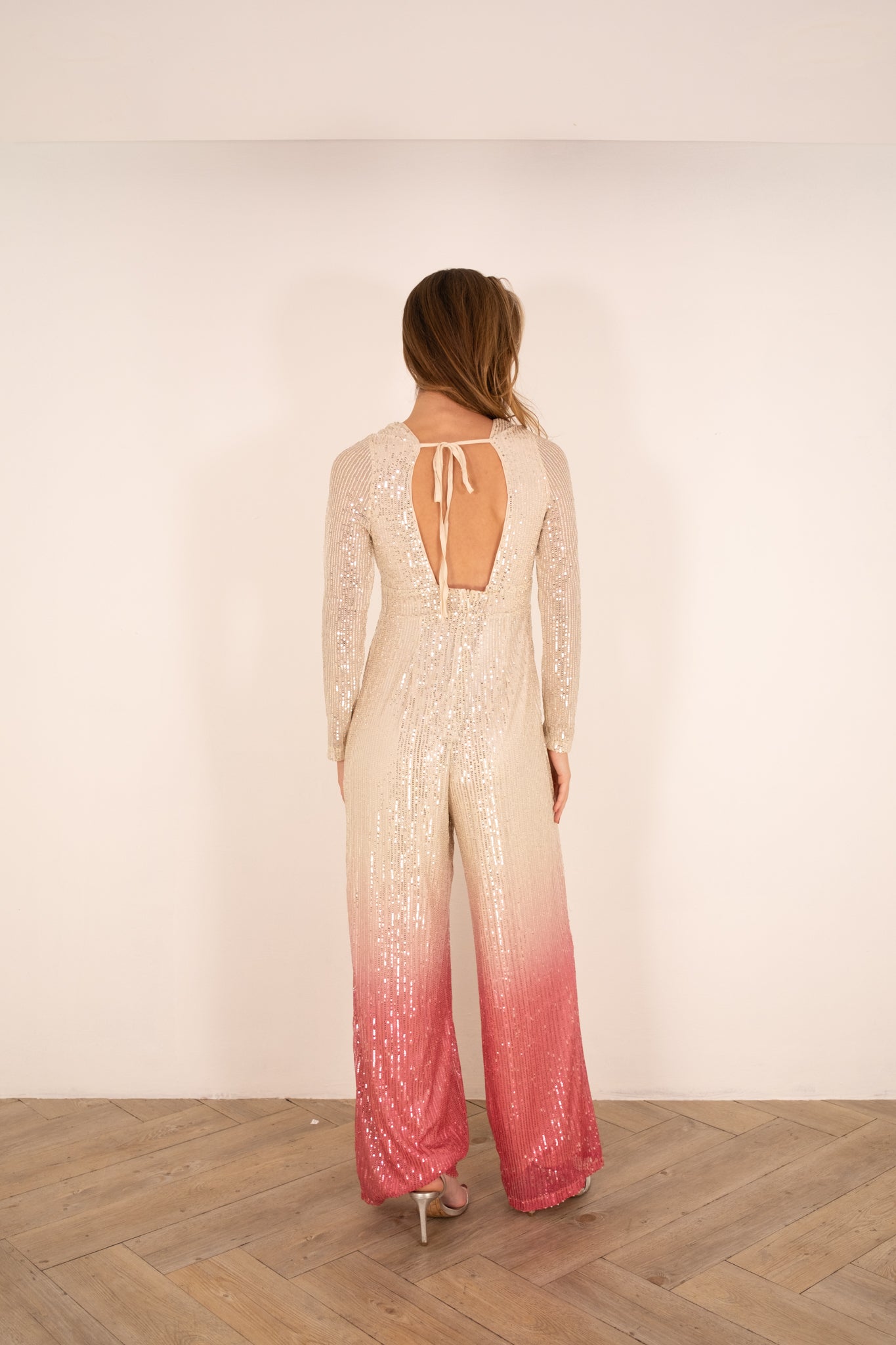 Nude/Pink Gradient Sequin Jumpsuit