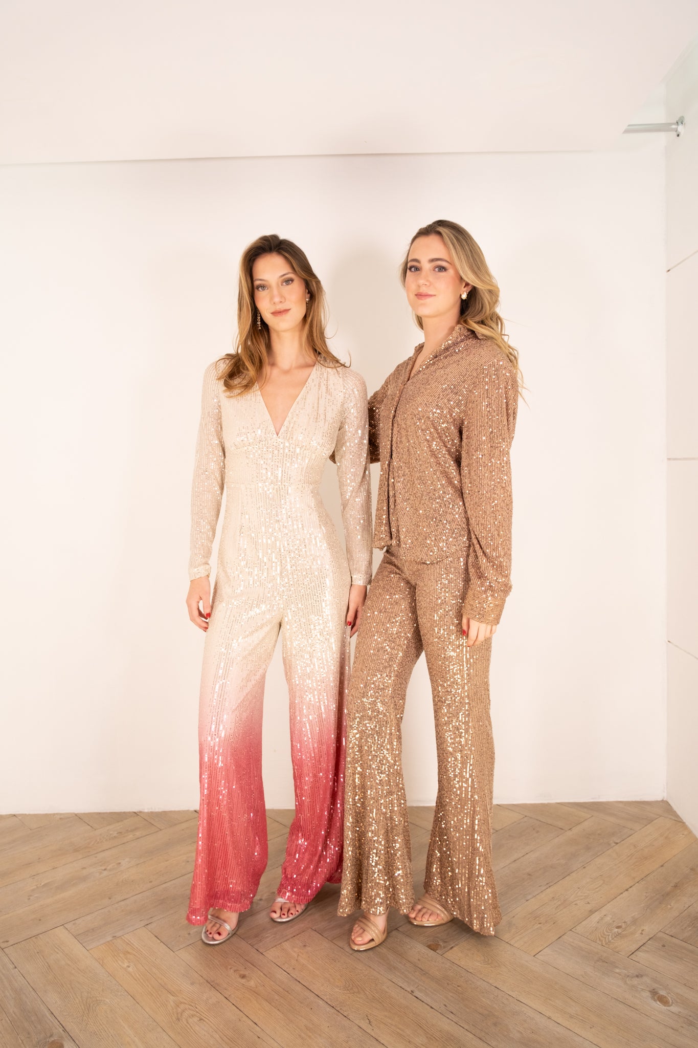 Nude/Pink Gradient Sequin Jumpsuit