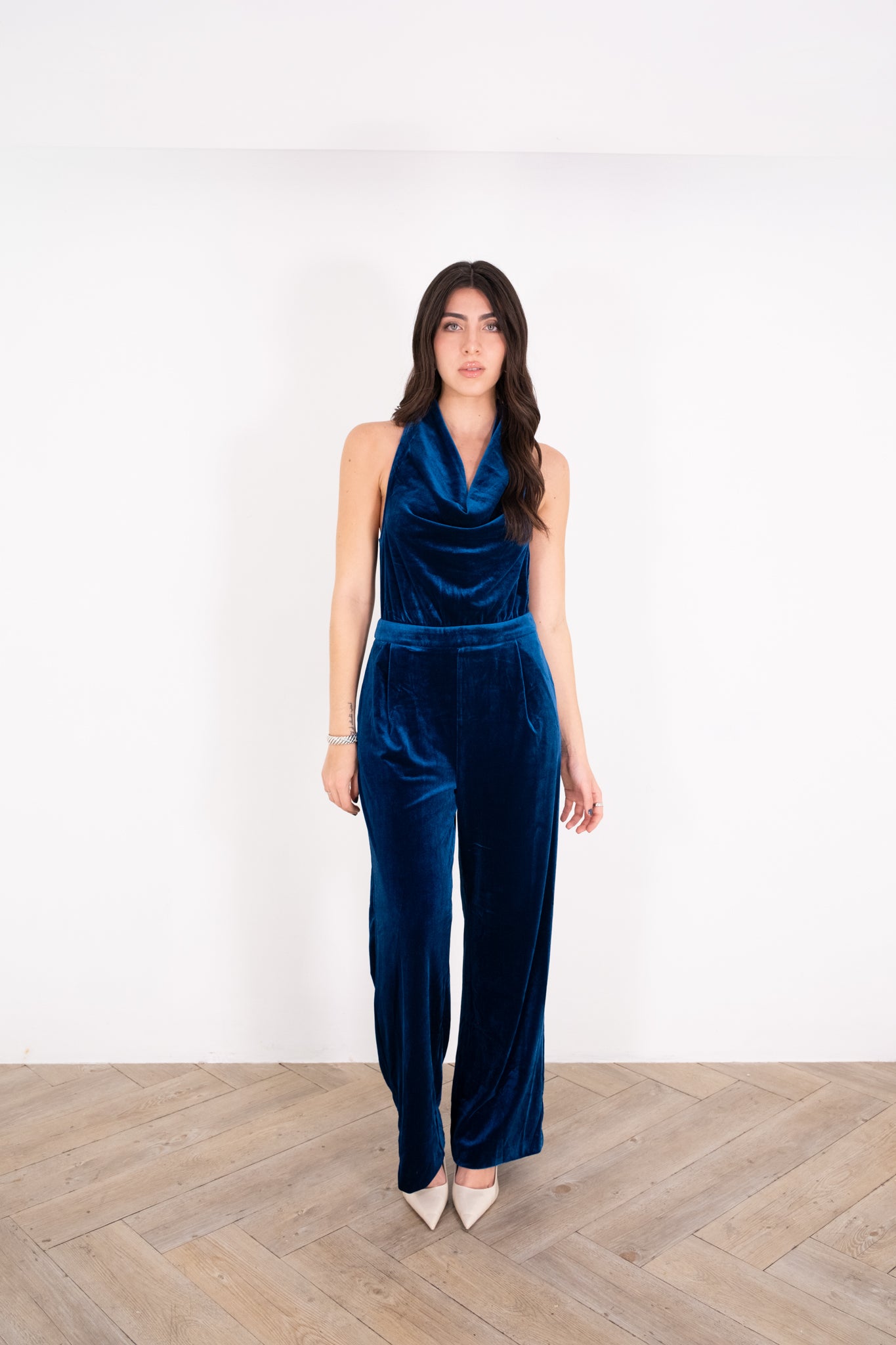 Teal Velvet Jumpsuit