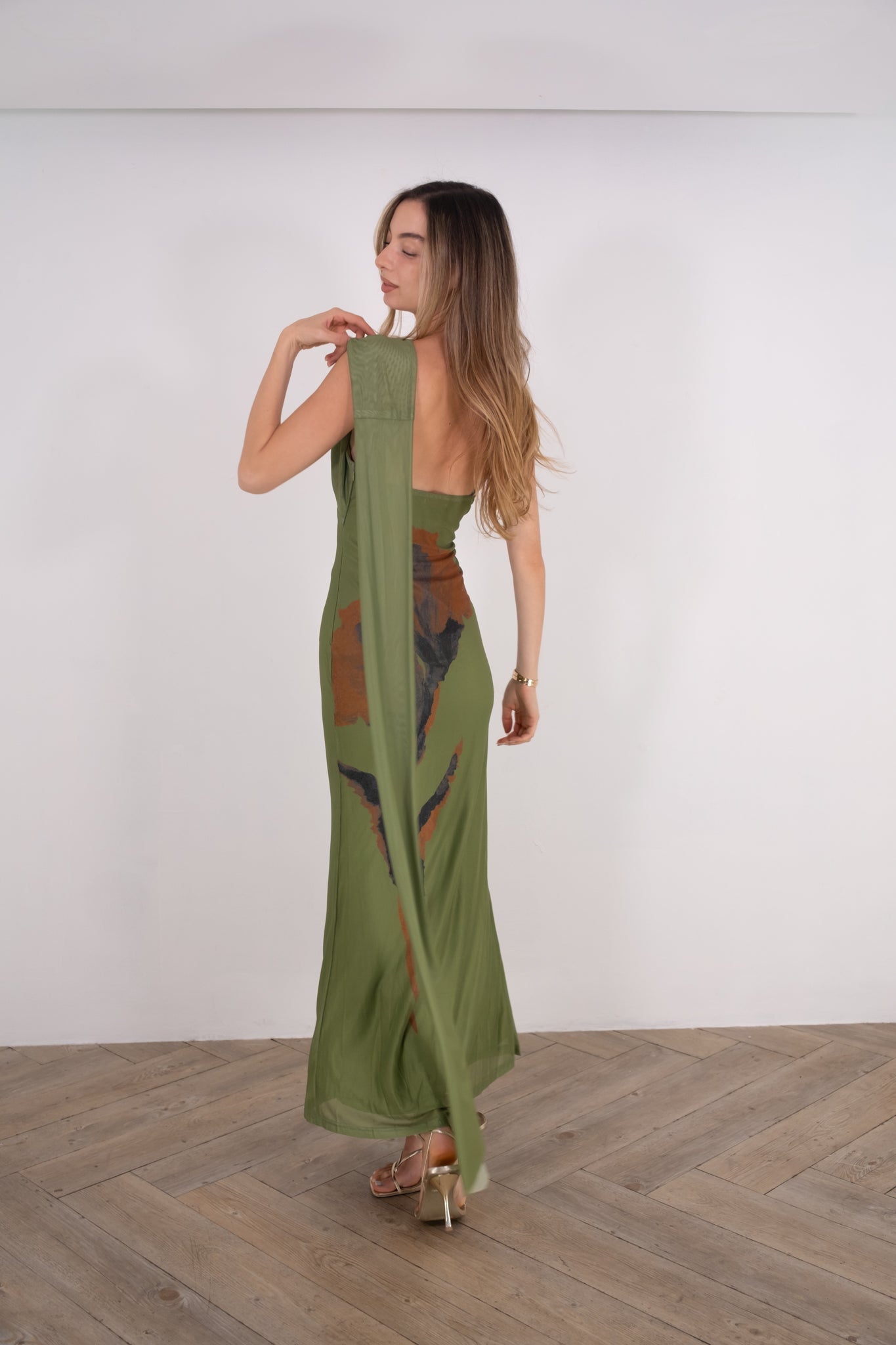 Green midi fall dress