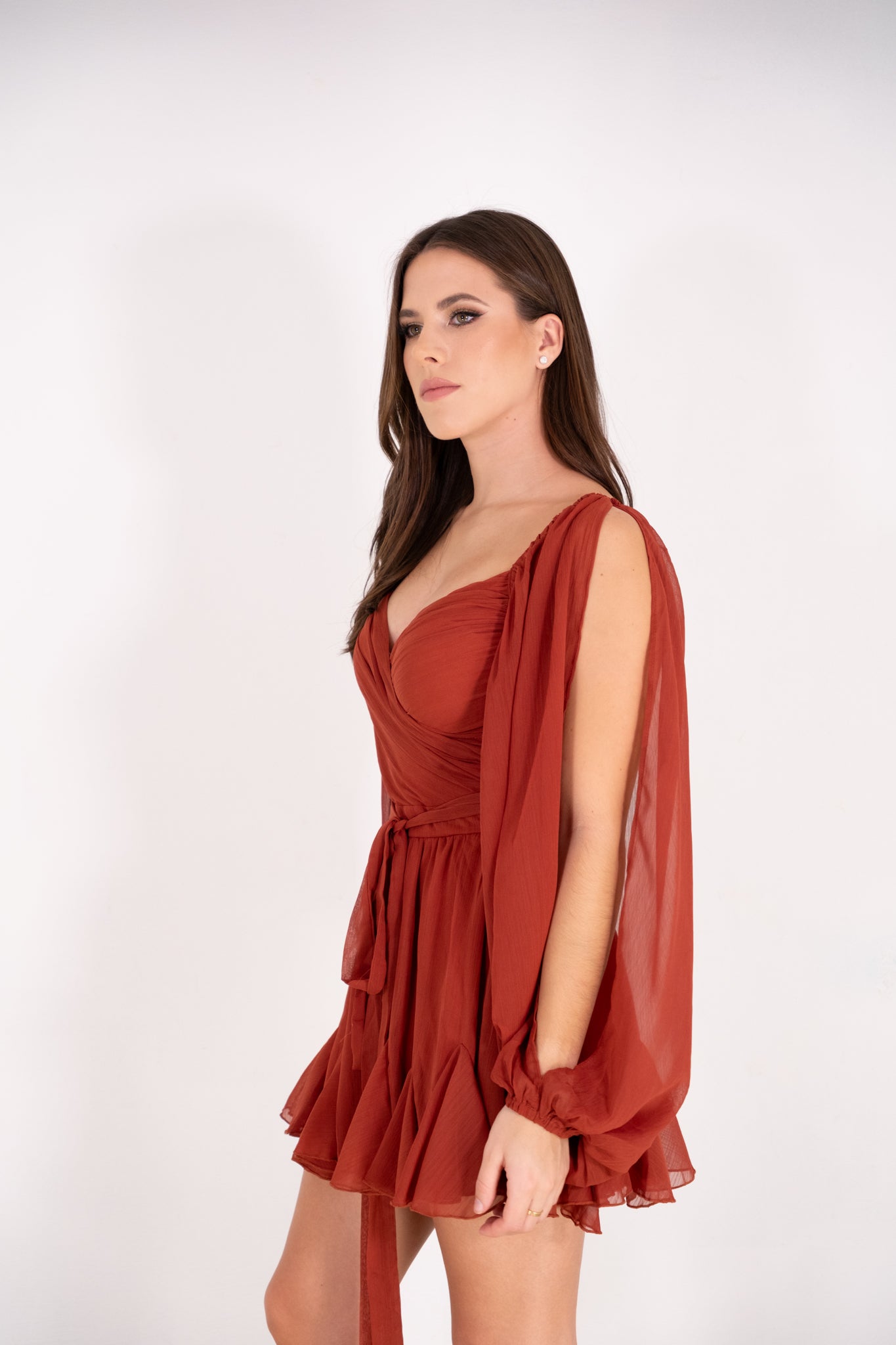 Rust Flutter Dress