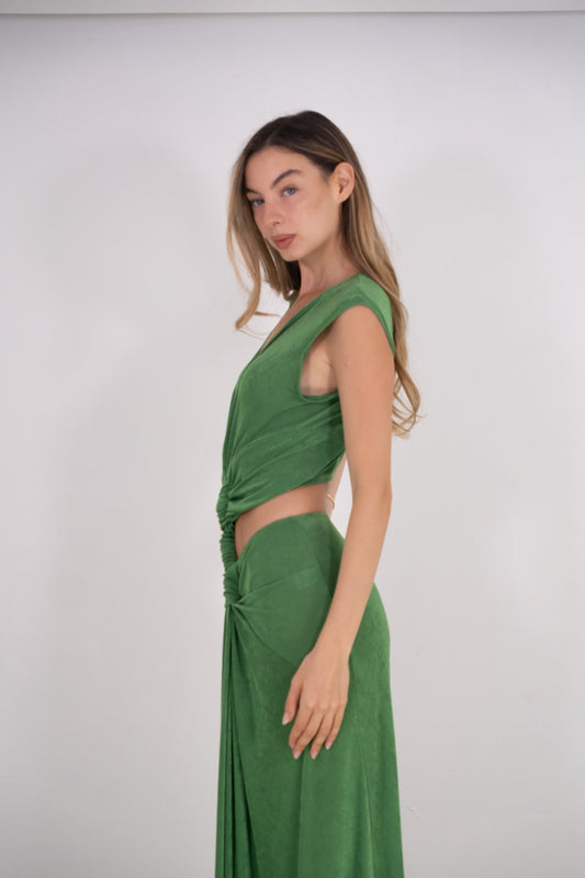 Green Tropical Maxi Dress