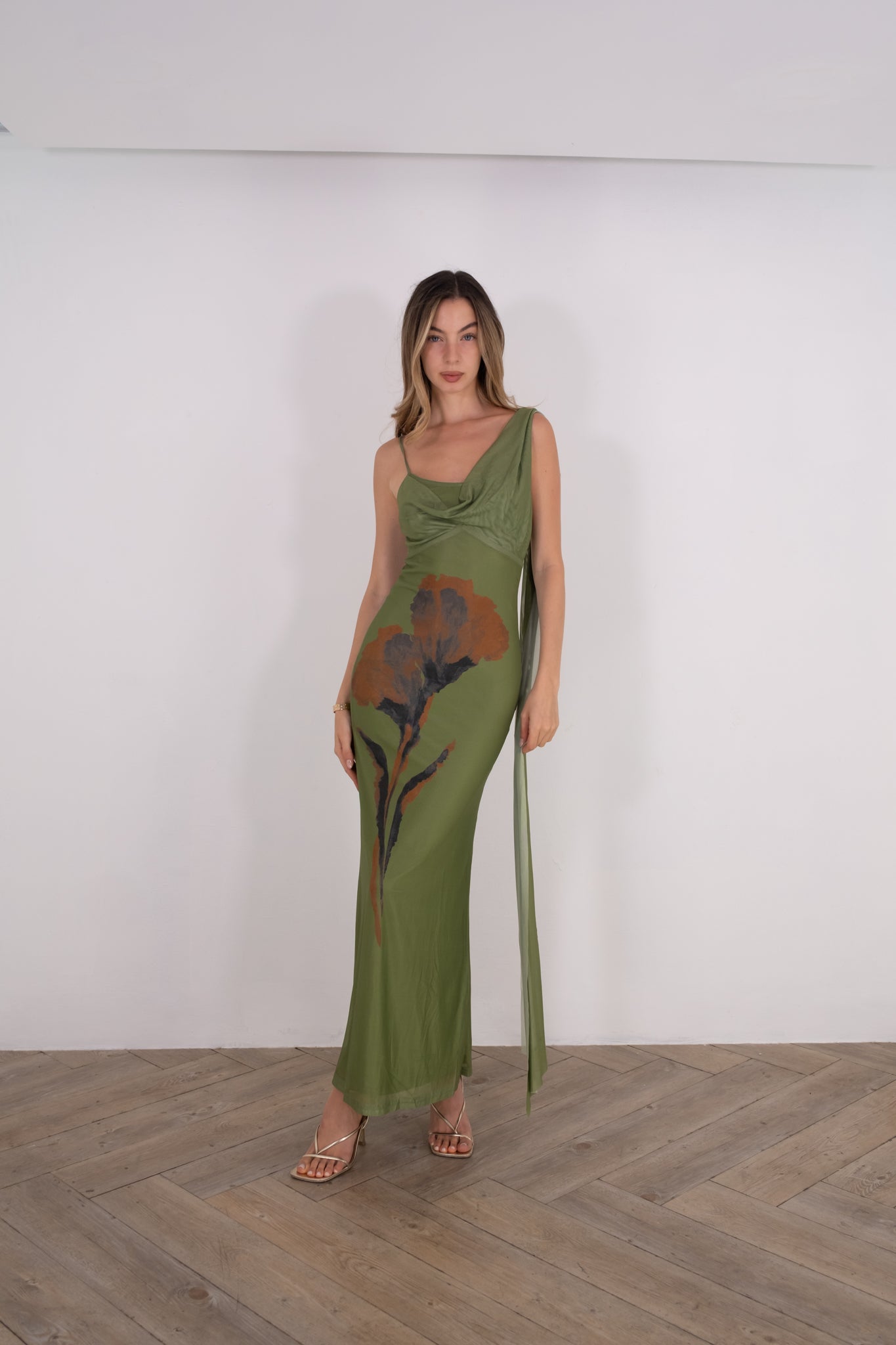 Green midi fall dress