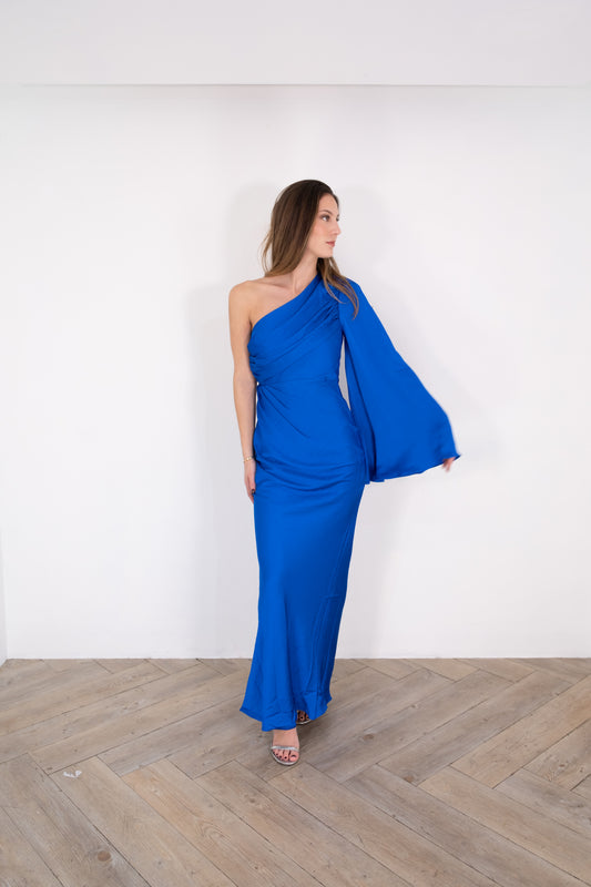 Royal Blue One Sleeve Maxi Dress