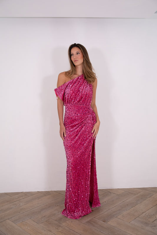 Rose Velvet Sequin Maxi Dress