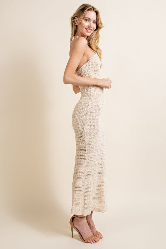 Natural Knitted Halter Dress