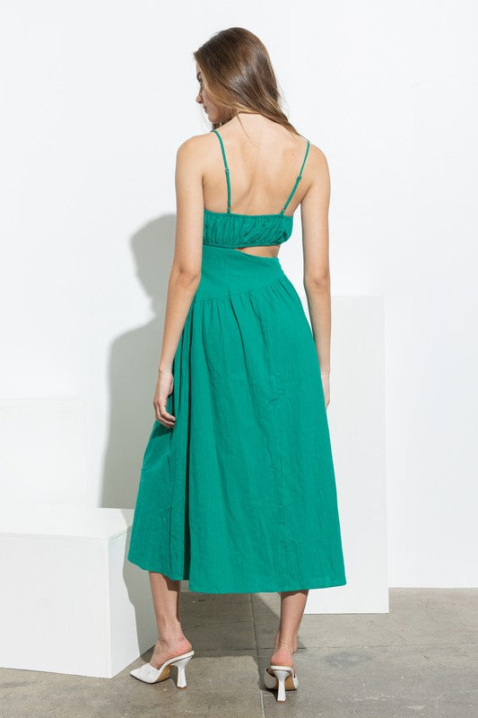 Green Linen Cut Dress