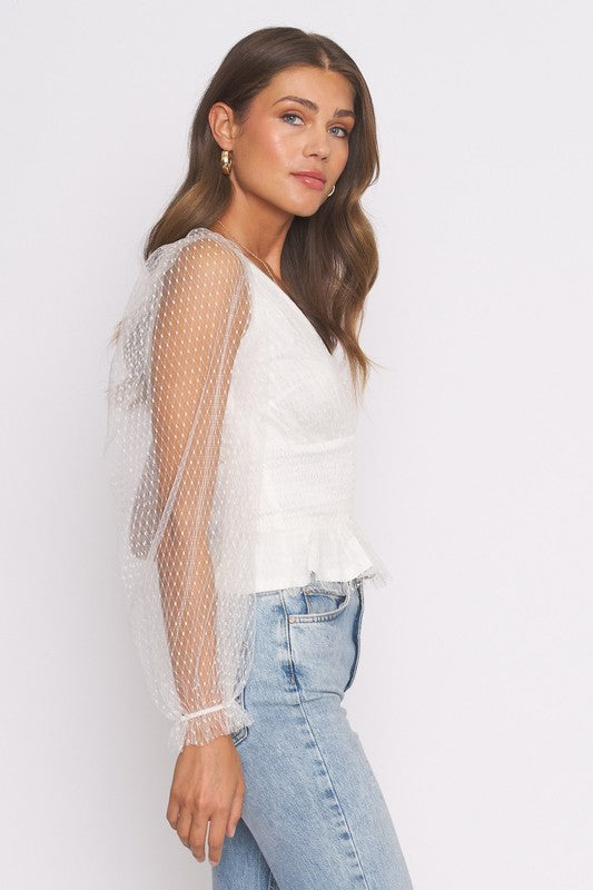 White Mesh Blouse