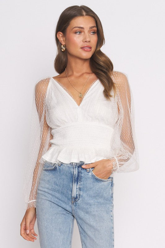 White Mesh Blouse