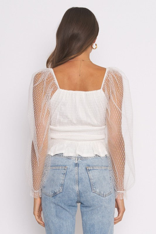 White Mesh Blouse