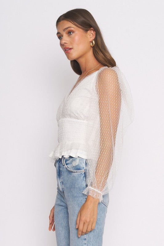 White Mesh Blouse